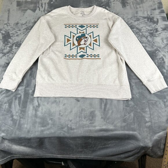 Tie-Dye Tops - Buc-ees Womens Beaver Logo Southwestern Pullover Crewneck Sweatshirt Size Large